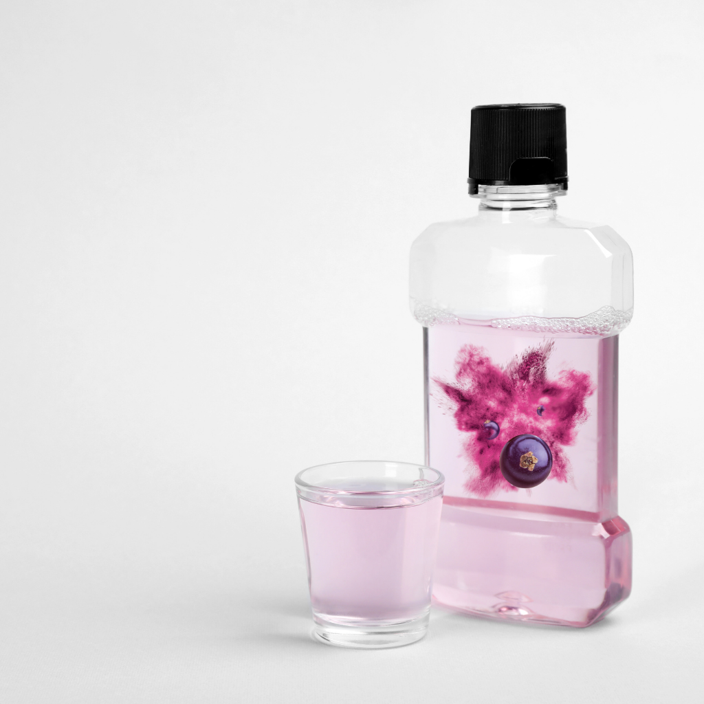 Blackcurrant Burst on Mouthwash Bottle