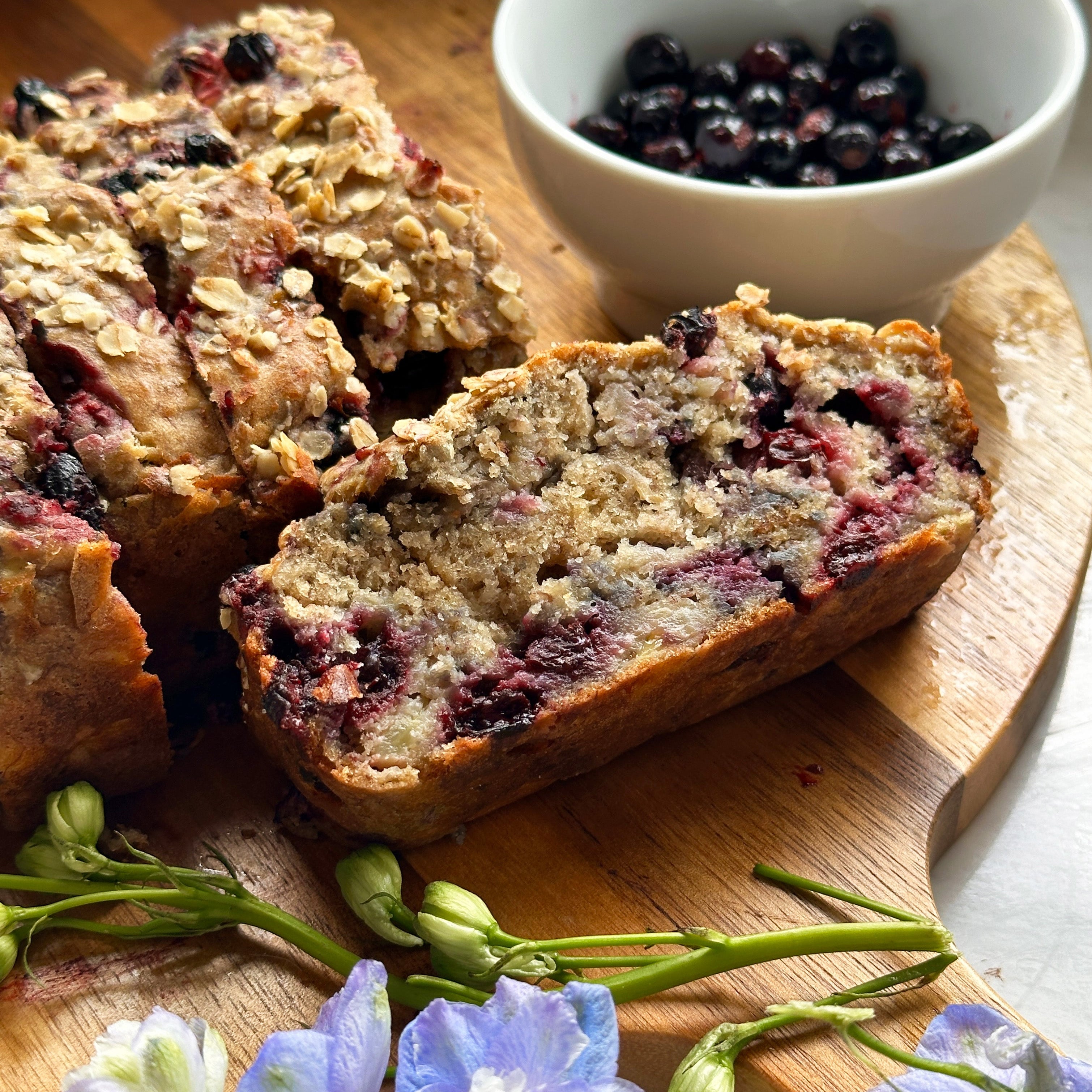 Golden Banana Bread with Blackcurrants