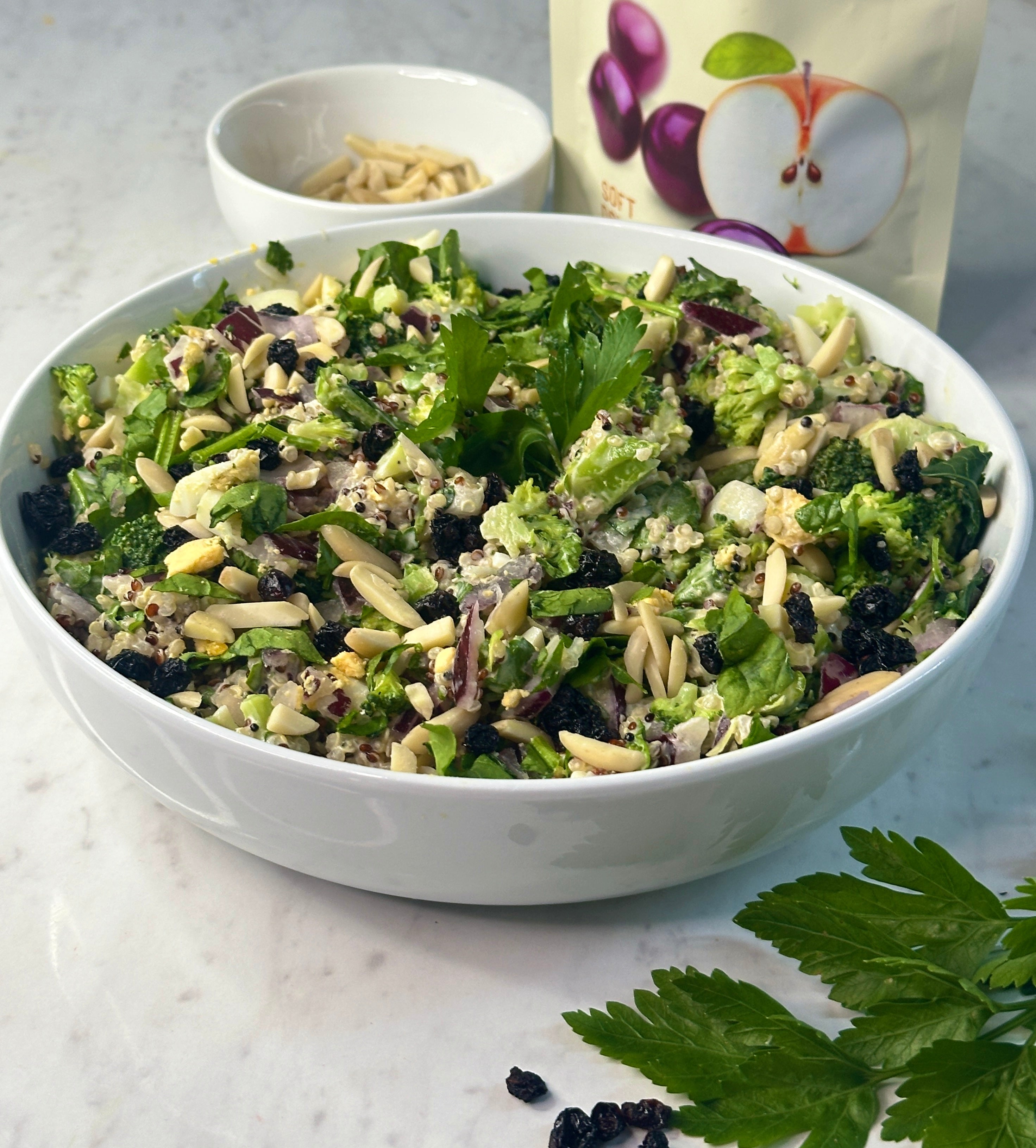Crisp Broccoli Salad with Soft Dried Blackcurrants