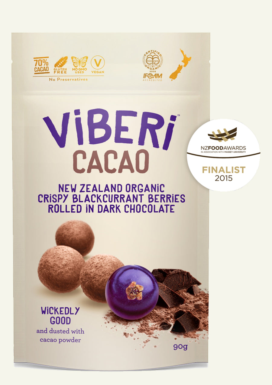 CACAO 70% Organic Dark Chocolate Rolled Blackcurrants 90gm